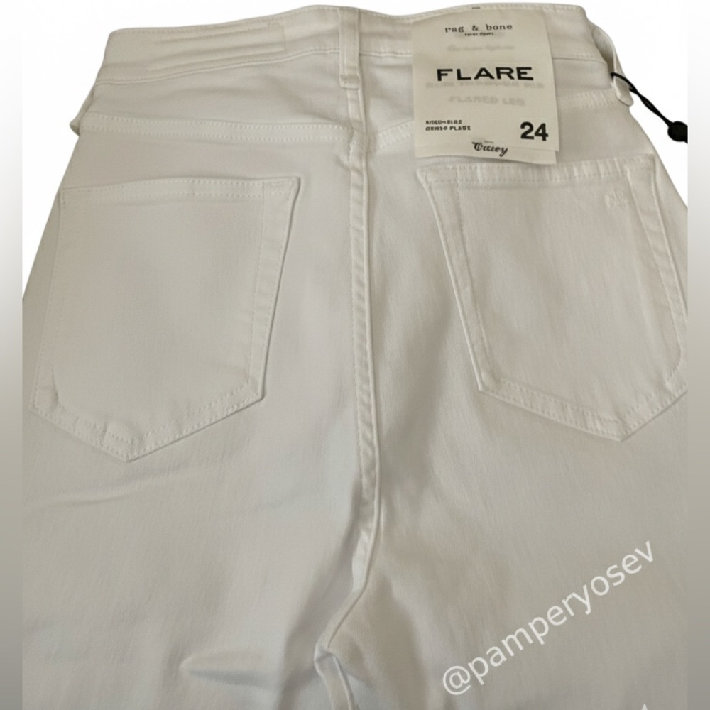 rag & bone Casey Exposed Button High Waist Ankle Flare Jeans (Optic White) - Picture 7 of 13